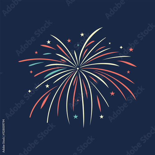 Spectacular Firework Burst in a Starry Night Sky.