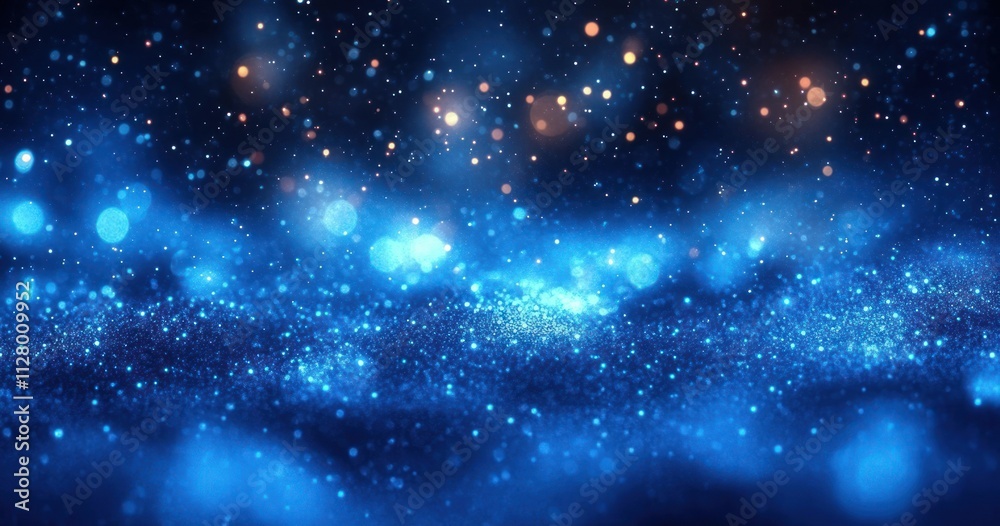 Shimmering Blue Bokeh Lights with Ethereal Glow and Dreamy Background Effects