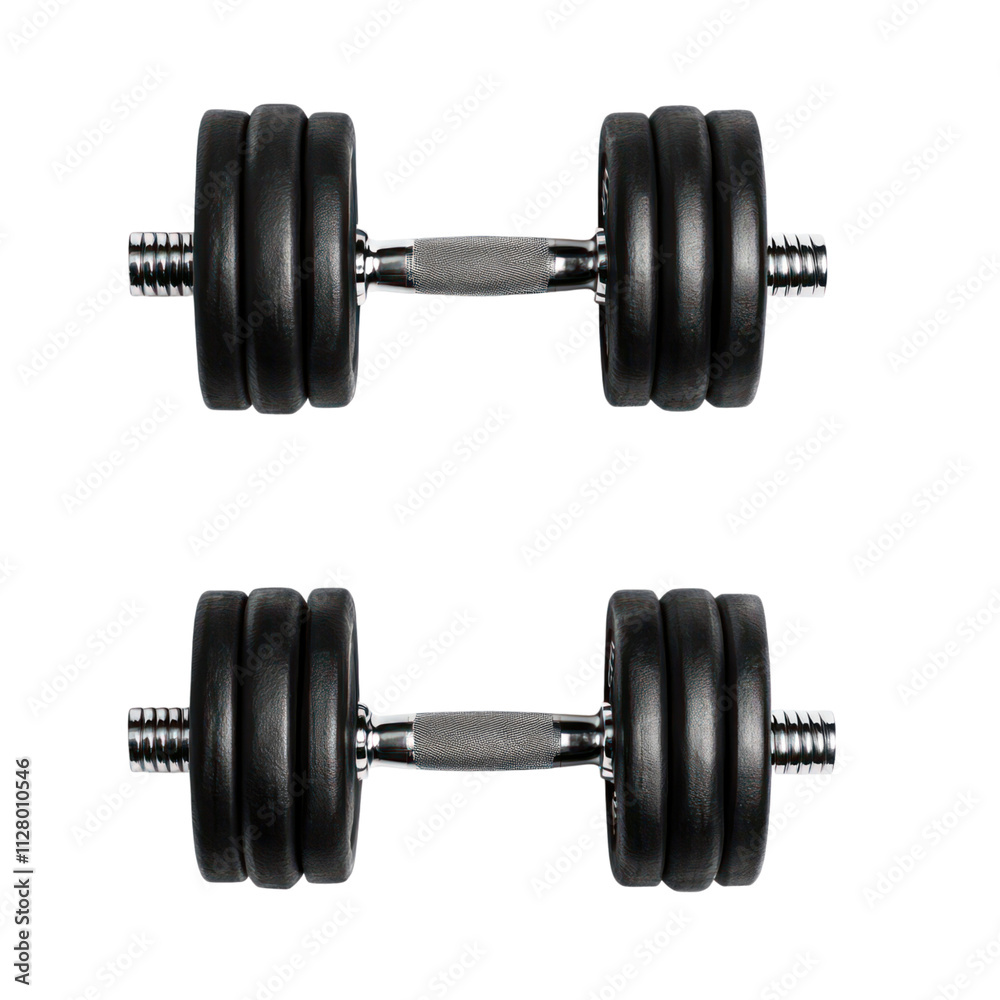 Pair of Dumbbells on Black Background Pair of Dumbbells on Black Background