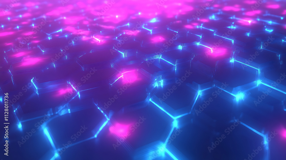 Obraz premium Vibrant cyber grid background with glowing hexagonal patterns