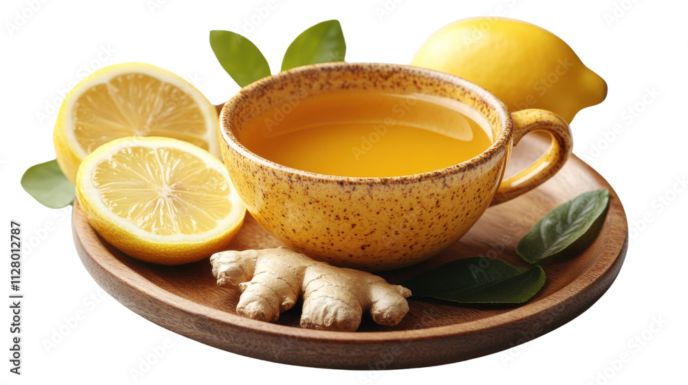 cup of tea with lemon and ginger isolated on white background cup of tea with lemon and ginger isolated on white background