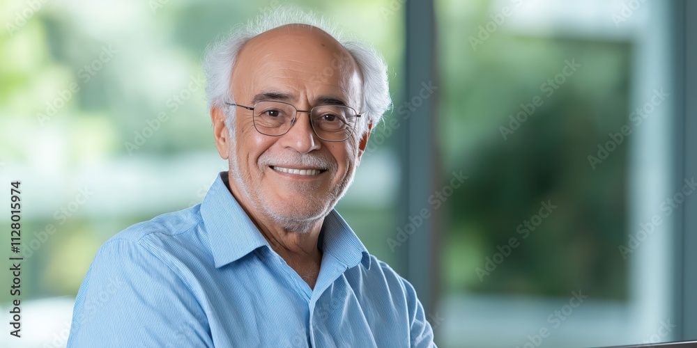 An elderly man with glasses smiles warmly in a bright office environment, showcasing a sense of wisdom and friendliness, ideal for professional or personal content. An elderly man with glasses smiles warmly in a bright office environment, showcasing a sense of wisdom and friendliness, ideal for professional or personal content.