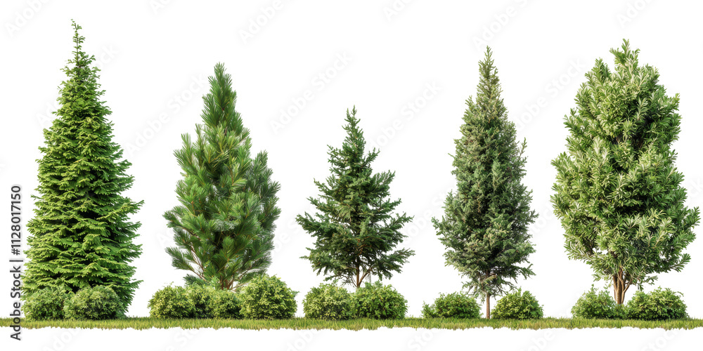 Fototapeta premium Lush green trees on mockup with transparency png for creative projects