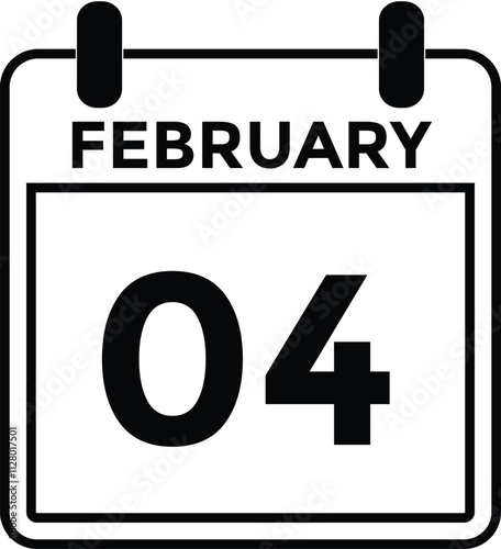 February 4 on calendar icon vector. Calendar vector icon. Deadline. Date. 
