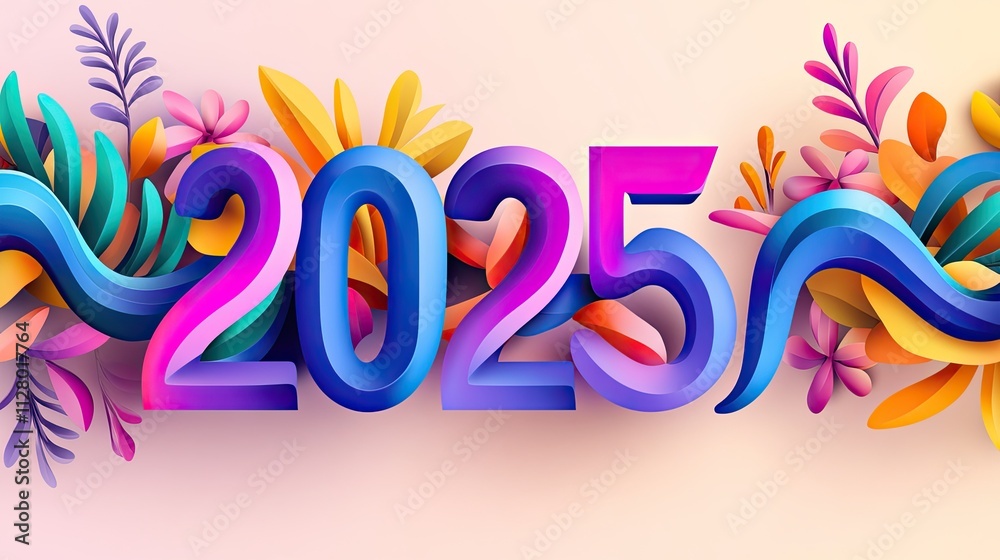 Celebrating the future 2025 design trends digital art colorful floral elements bright environment modern viewpoint Celebrating the future 2025 design trends digital art colorful floral elements bright environment modern viewpoint