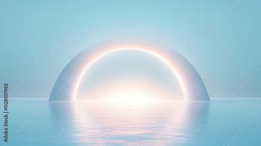 Ethereal Light Blue Background with Circular Neon Glow for Minimalistic Product Presentation Ethereal Light Blue Background with Circular Neon Glow for Minimalistic Product Presentation