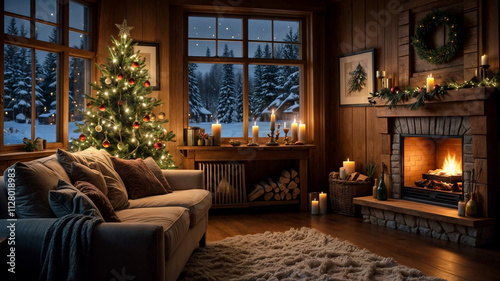 living room with fireplace in room