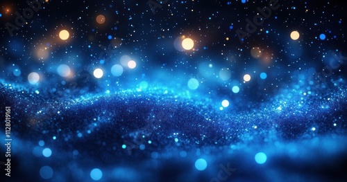 Shimmering Blue Bokeh Lights with Ethereal Glow and Dreamy Depth