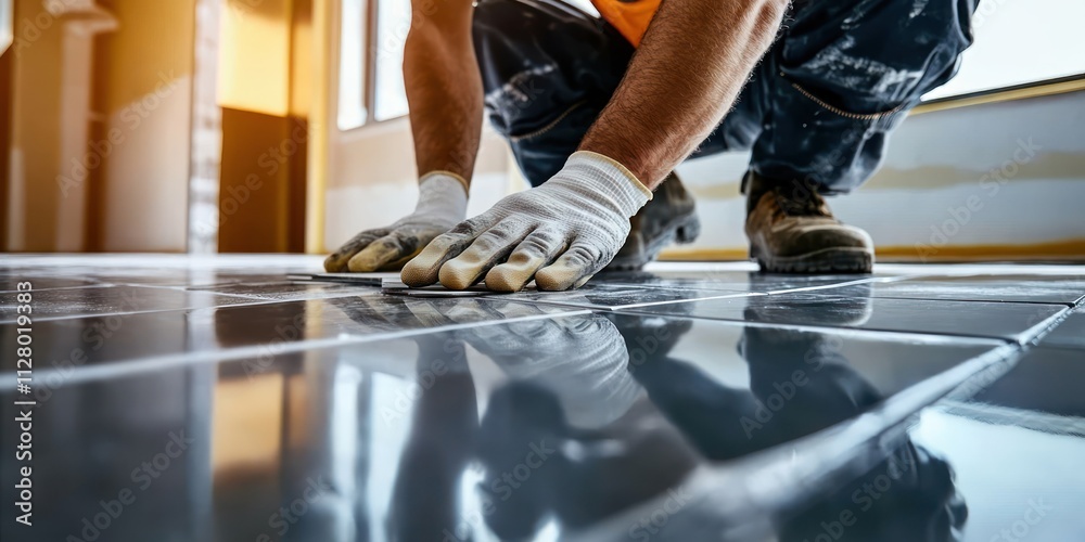 Tiler Installing Bathroom Floor Tiles Tiler Installing Bathroom Floor Tiles
