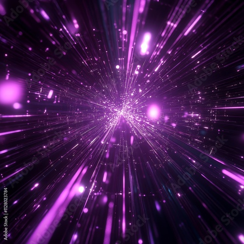 Vibrant Streaks of Purple Light Radiating Through a Cosmic Expanse Inspire a Sense of Wonder and Exploration in a Mesmerizing Digital Universe