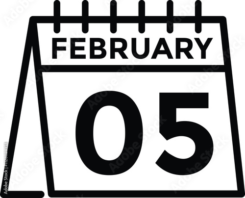 February 5 on calendar icon vector. Calendar vector icon. Deadline. Date. 