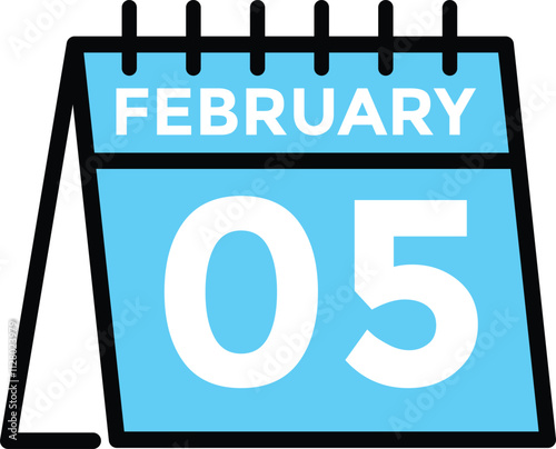 February 5 on calendar icon vector. Calendar vector icon. Deadline. Date. 