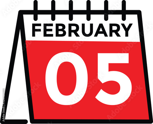 February 5 on calendar icon vector. Calendar vector icon. Deadline. Date. 