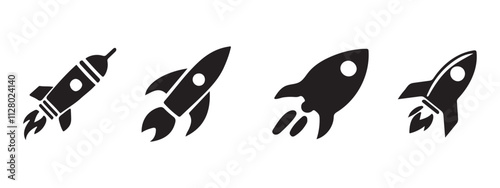 Rocket icons set. Rocket launched icon vector.