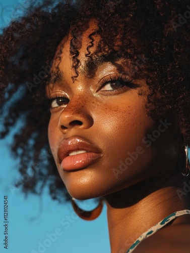Woman's face with frizzy hair