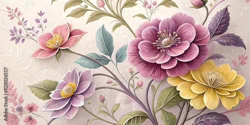 Wallpaper Mural Wallpaper with 3d flower design. Torontodigital.ca