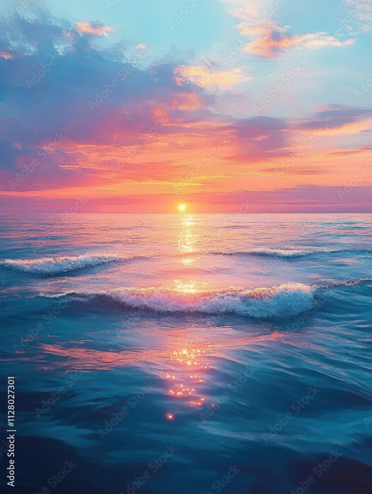 Obraz premium Sunset Over the Ocean Serene Summer Evening