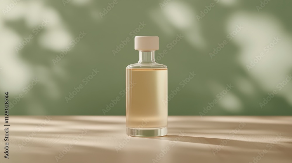 Natural Oil in Glass Bottle Light Background Skincare Product Natural Oil in Glass Bottle Light Background Skincare Product