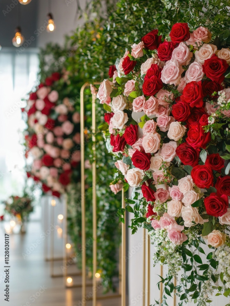 Fototapeta premium Wall with blooming flowers