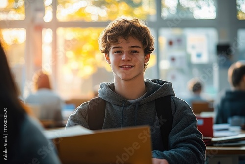 Driving School Student in Theoretical Lesson Learning in Classroom