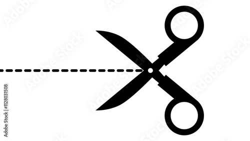 Tear Here, Cut Here, Scissor Cutting Dashed Line 4K Animation Motion Graphics Video Footage with No background