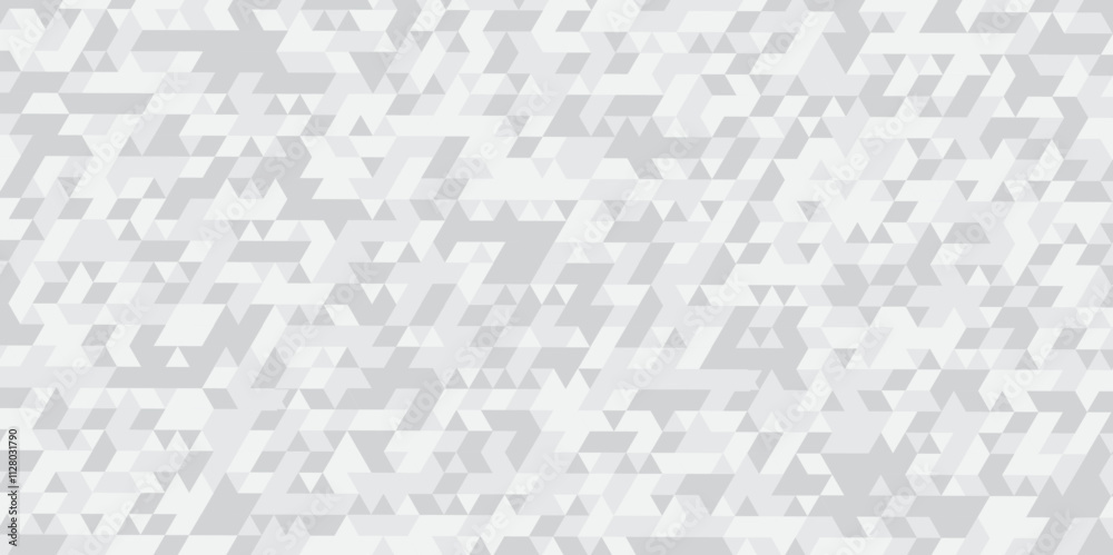 Abstract geometric white and gray background seamless mosaic and low polygon triangle texture wallpaper. Triangle shape retro wall grid pattern geometric ornament tile vector square element. Abstract geometric white and gray background seamless mosaic and low polygon triangle texture wallpaper. Triangle shape retro wall grid pattern geometric ornament tile vector square element.