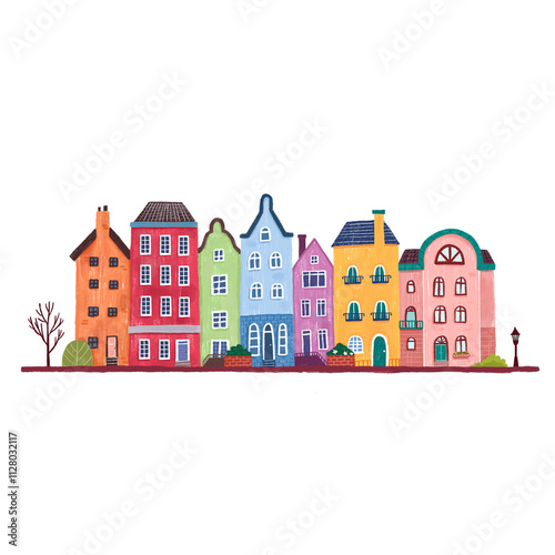 Canvas Print colorful houses in the city