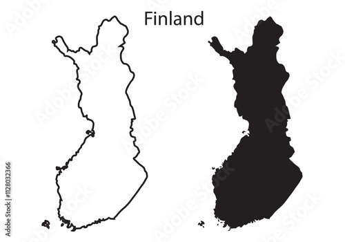 Finland map vector illustration, Finland map silhouette, Finland country