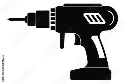 Electric drill machine silhouette, drill silhouette, Drill icon vector illustration