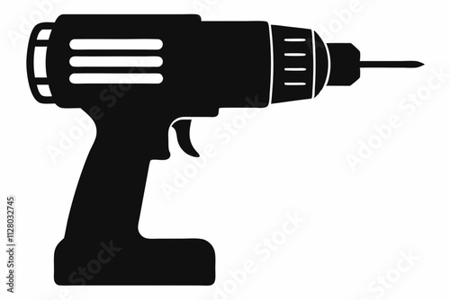 Electric drill machine silhouette, drill silhouette, Drill icon vector illustration