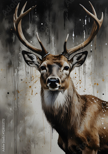 Majestic Male Stag in a Misty Forest: A Regal Presence