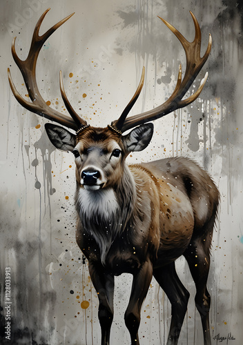 Majestic Male Stag in a Misty Forest: A Regal Presence