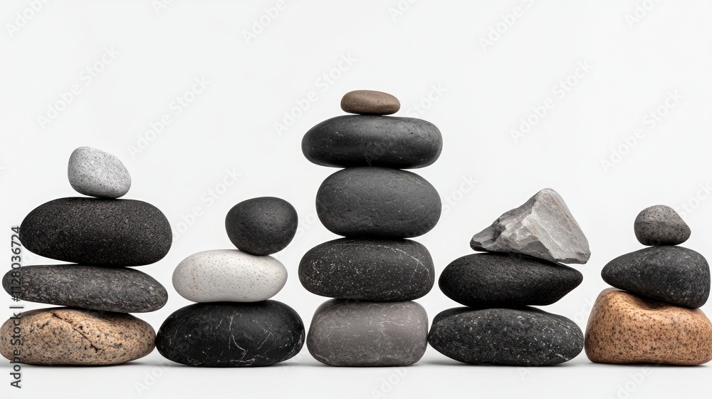 A Striking Arrangement of Balanced Stones: A Minimalist Zen Composition A Striking Arrangement of Balanced Stones: A Minimalist Zen Composition
