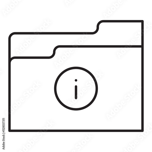 An outline style icon representing file information, symbolizing data and details related to files.