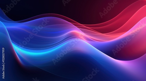 Abstract Blue and Red Wave Forms Digital Art