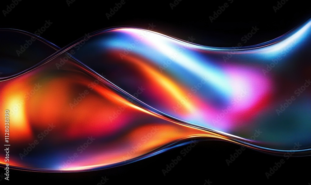 Fototapeta premium Vibrant Abstract Composition Smooth Reflective Curves High Gloss Neon Lighting Effects Digital Surrealism