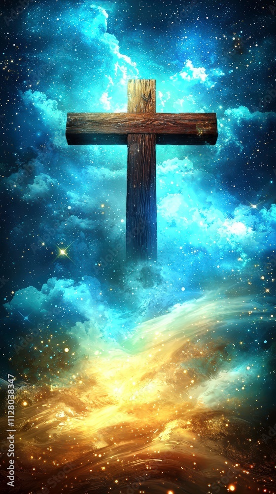 High Fidelity Rustic Cross Amid Storm Clouds on Windswept Hill - Atmospheric View High Fidelity Rustic Cross Amid Storm Clouds on Windswept Hill - Atmospheric View