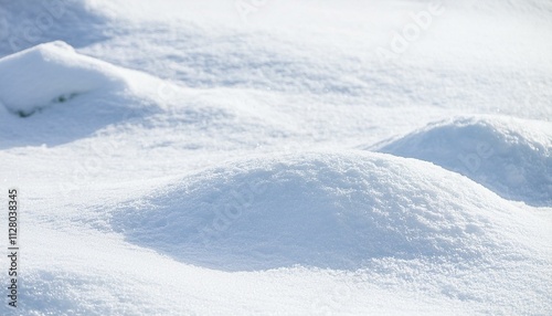 Snow piled up outdoors. close up