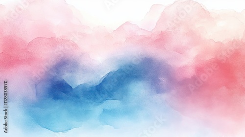 Dreamy Watercolor Background of Pink and Blue Hues for Spring Landscapes