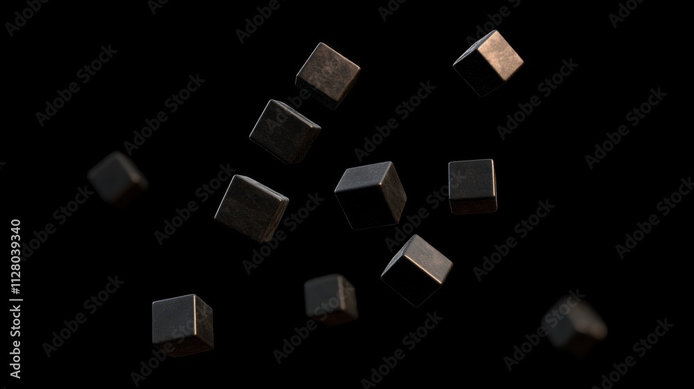Dark cubes levitating in black background. Dark cubes levitating in black background.