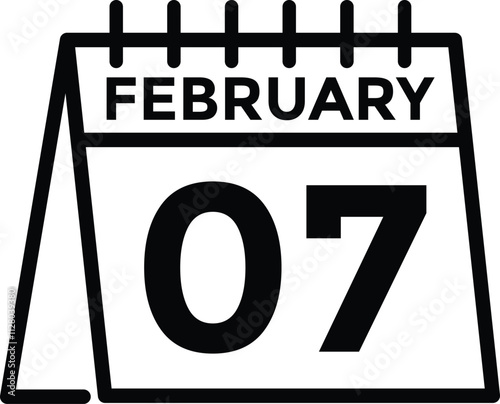 calendar - February 7 icon illustration isolated vector sign symbol
