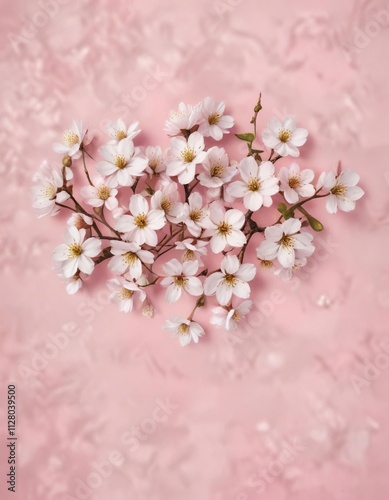 Wallpaper Mural Top view of white cherry blossoms scattered on light pink surface, nature theme, pink petals, Minimalism, table top, flat lay Torontodigital.ca