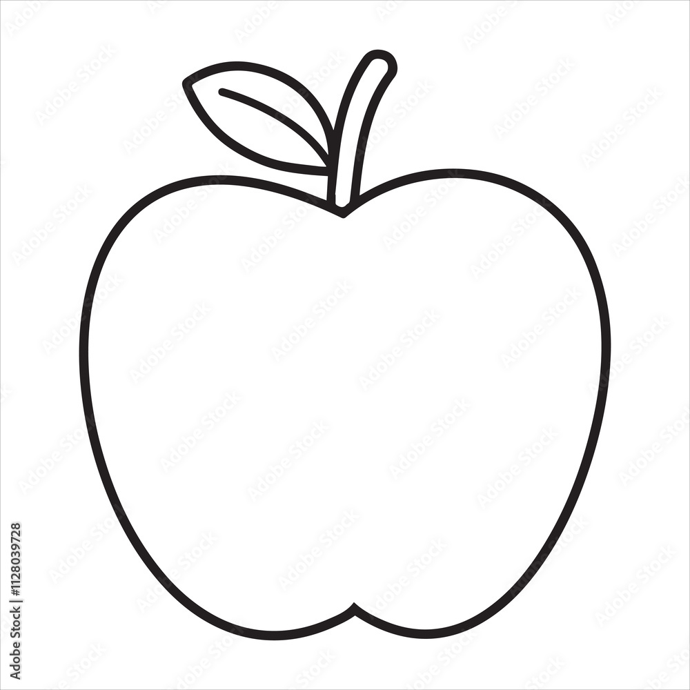 Apple silhouette line art illustration. Apple silhouette line art illustration.