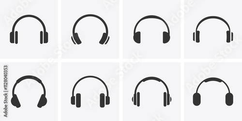 Headphones icon. Headphones icon collection. Headvector icon symbols. Set of music headphone icons. Headset icon symbols