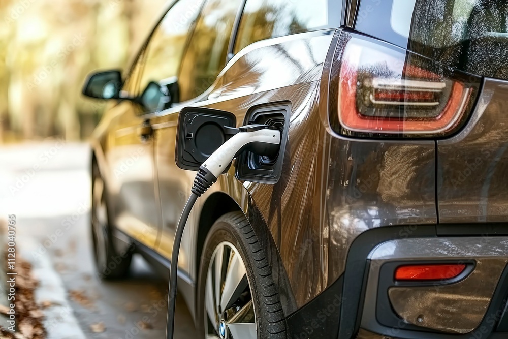 Electric Car Charging in Nature Setting Electric Car Charging in Nature Setting