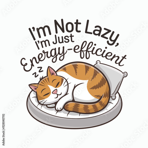Sleeping cat is curled up on a cozy bed vector illustration