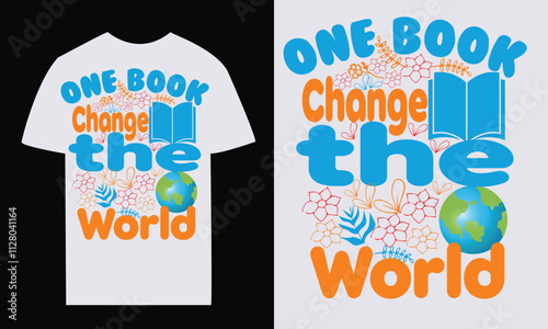 World Book Day vector t shirt design,typography t-shirt , World Book day lettering illustration man woman Book lover T-SHIRT Design. photo