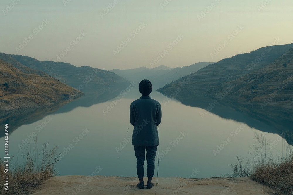 Serene Reflection by the Calm Waters at Dusk Serene Reflection by the Calm Waters at Dusk
