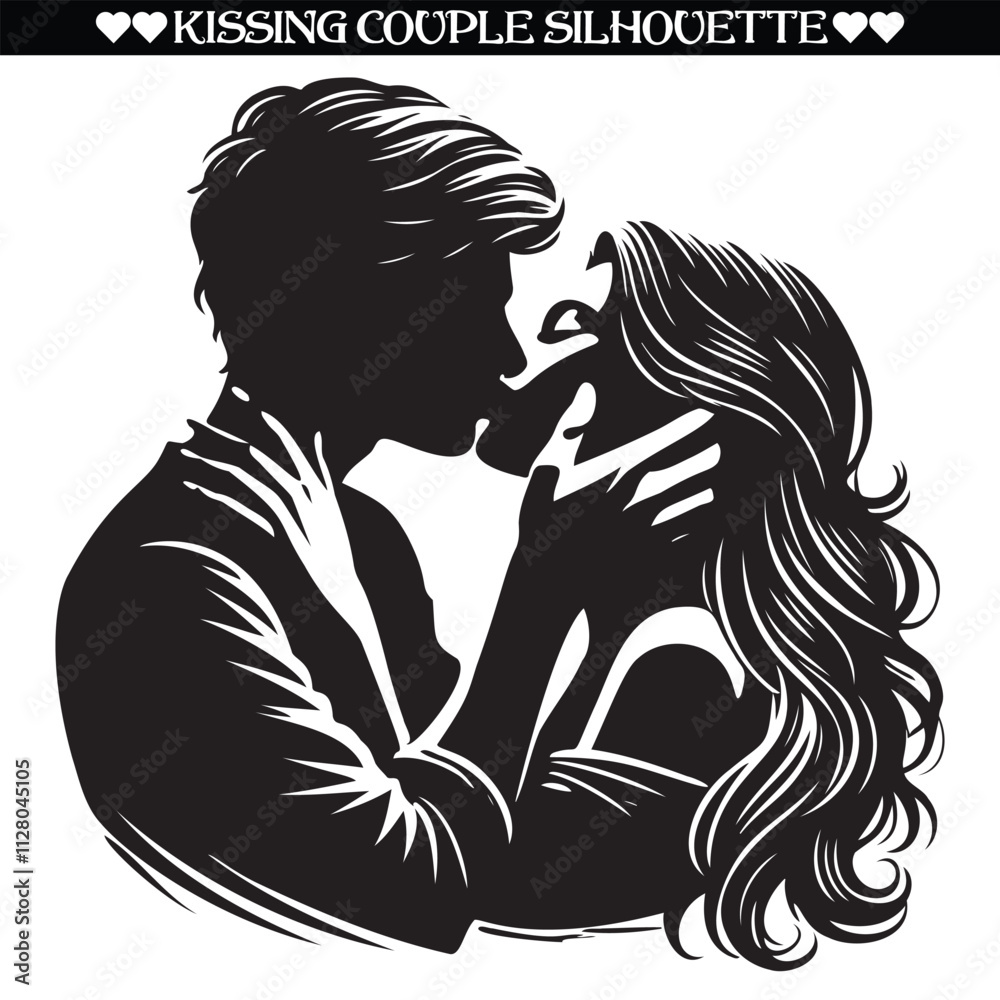 Kissing couple silhouette design. Valentine kissing couple Kissing couple silhouette design. Valentine kissing couple