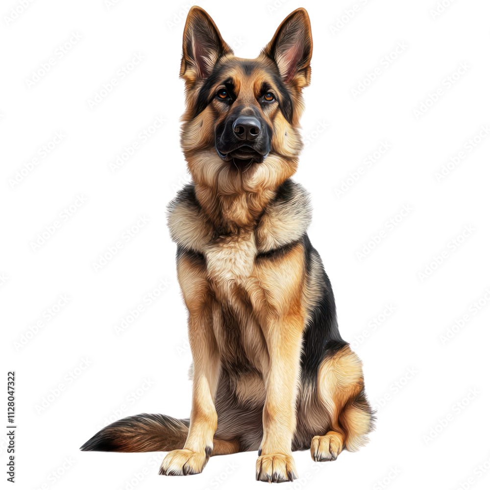 German Shepherd Sitting on Transparent Background German Shepherd Sitting on Transparent Background